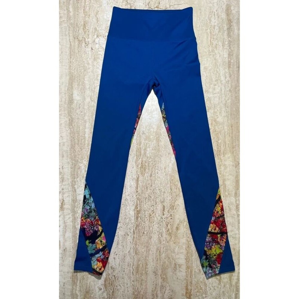 Soulgani Active XXS Royal Blue Graffiti Colorblock High Rise Leggings